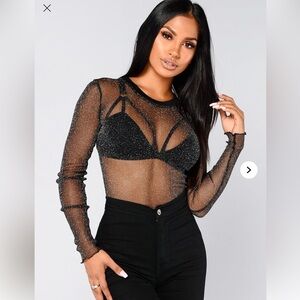 Black Glitter Sheer Top ✨🖤